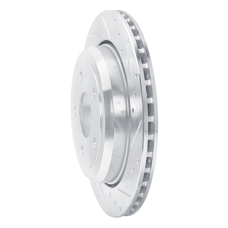 Dodge Durango Brake Rotor (1) - Rear Right - R1 Concepts - Drilled & Slotted - Silver - `11-`25